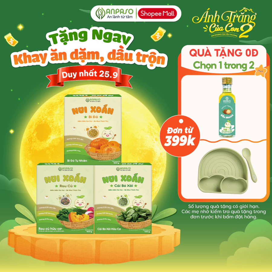Nui Ăn Dặm Cho Bé Anpaso Vị Rau Củ Dạng nui xoắn - Đồ ăn dặm Cho Bé tập nhai