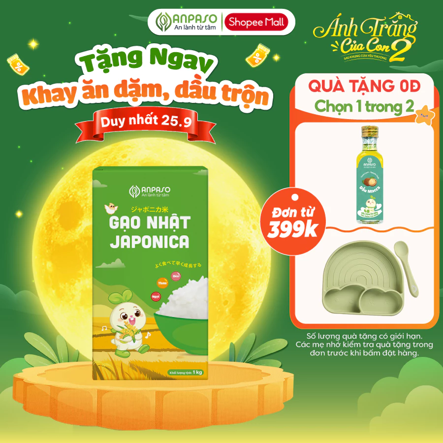 Gạo Japonica cho bé Ăn Dặm Anpaso 1kg - Giống gạo Nhật Bản chứa nhiều vitamin và khoáng chất (2)
