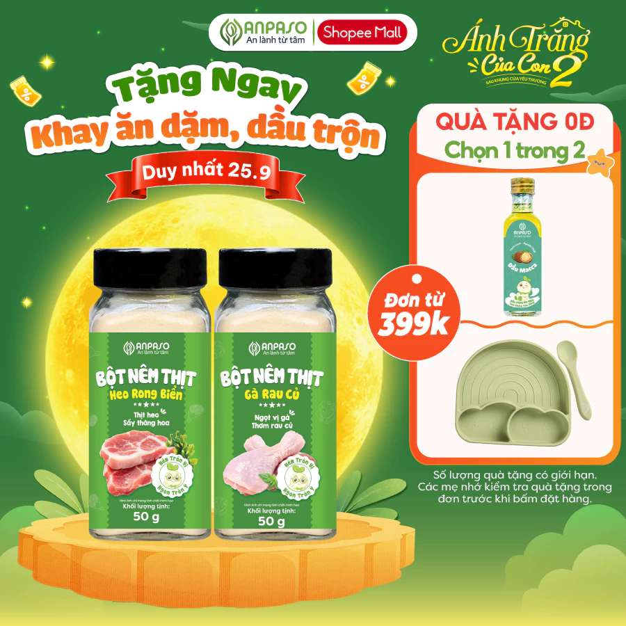 Hạt nêm cho bé ăn dặm Anpaso - Gà Rau Củ và Heo Rong Biển 50g không bổ sung muối và đường tinh luyện