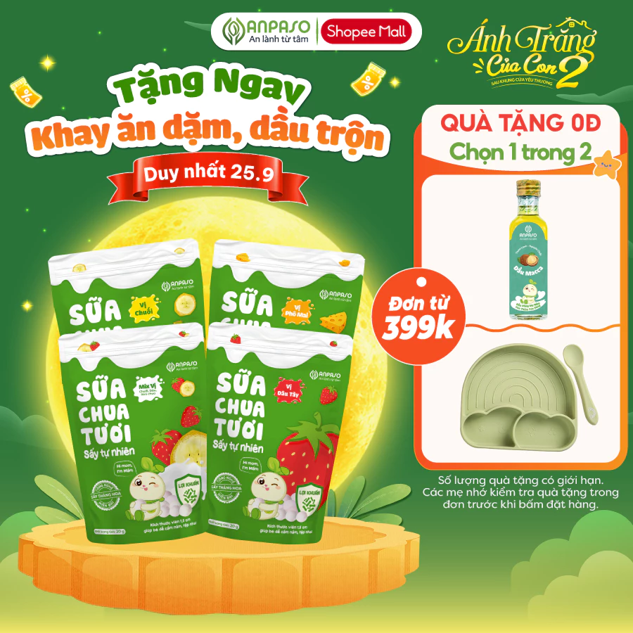 Sữa Chua Sấy Thăng Hoa Anpaso – Sữa Chua Khô Chứa Lợi Khuẩn Tự Nhiên Cho Bé Ăn Dặm gói 20g