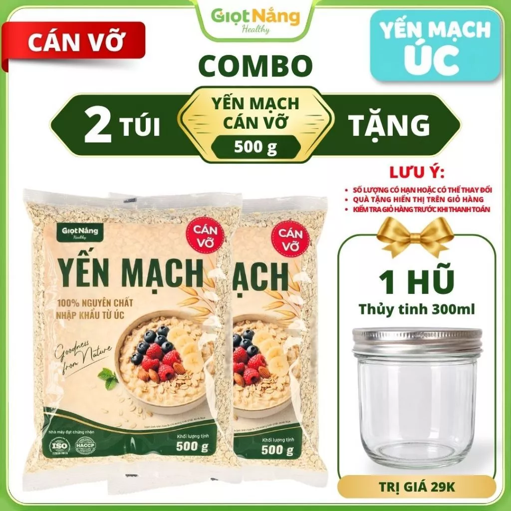 Yến Mạch Úc Cán Vỡ Nguyên Cám Làm Món Ủ Qua Đêm Nấu Sữa Nấu Cháo Lành Mạnh từ Nông Sản Giọt Nắng Dịp Tết Trung Thu