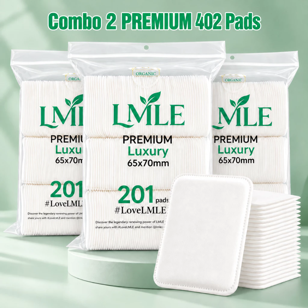 (Combo 2 gói) Bông tẩy trang LMLE Premium Luxury 402 Miếng Big Size mềm mịn 2026