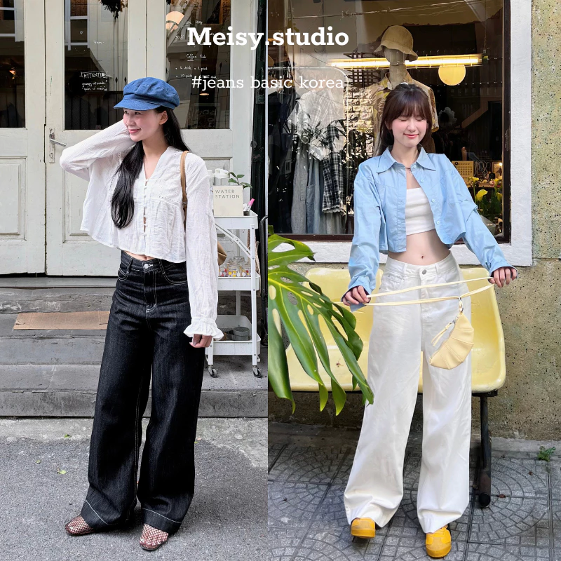 Quần jeans bò, kaki ống rộng Meisy vải denim chất jeans mềm mặc mùa hè mát không co giãn Meisy