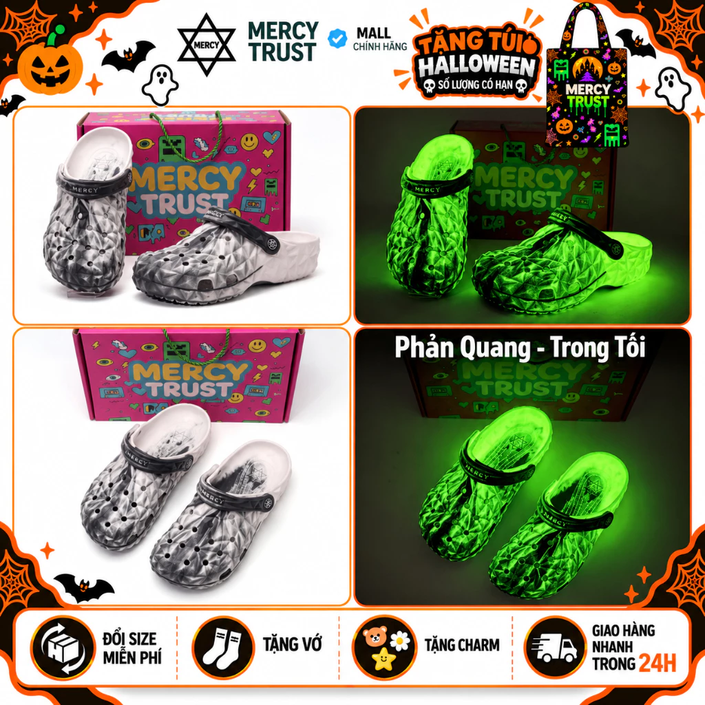 [Phiên Bản HÀO QUANG - TẶNG TÚI HALLOWEEN] Dép Sục Kim Cương Chiêu Cuối PQ – Tắt Đèn Là Lên Đồ - Đi Đêm Cực Nổi