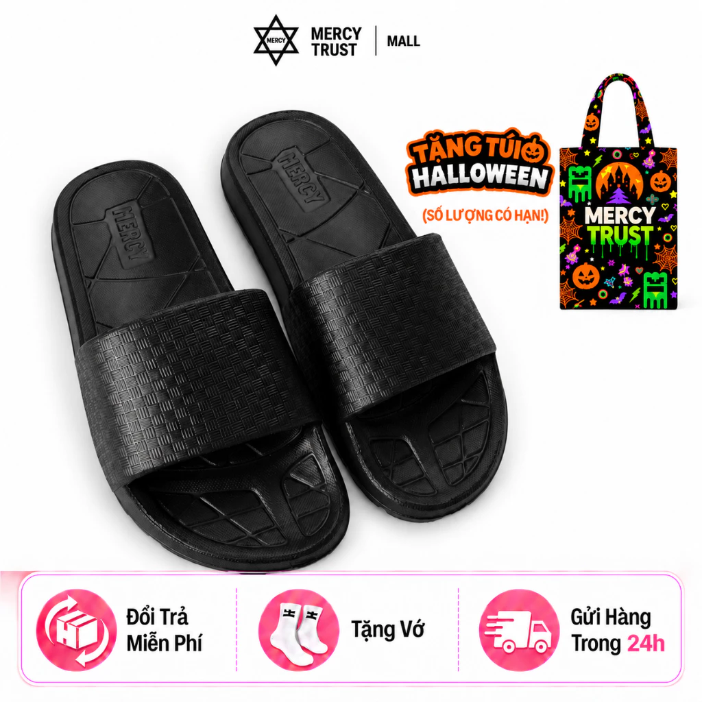 [TẶNG TÚI HALLOWEEN] Dép MERCY TRUST CARO Chất Liệu EVA Êm Nhẹ Đúc Nguyên Khối Quai Ngang Nam Nữ