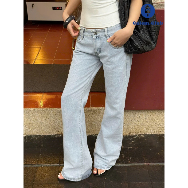 Calem.Club - Quần Jean ỐNG LOE form dài có nắp túi sau, jeans tôn dáng nữ tính