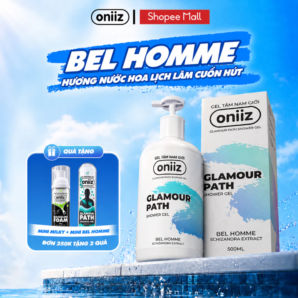 Sữa tắm hương nước hoa Oniiz, Gel tắm nam giới Bel Homme hương thơm lịch lãm & cuốn hút 500ml