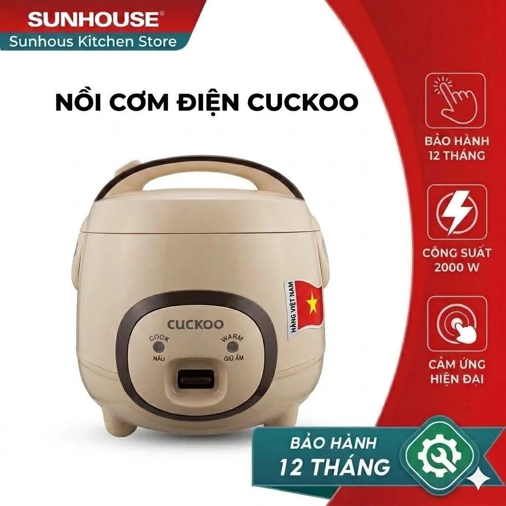 Nồi Cơm Điện CUCKOO - Dung tích 1L,1.2L,1.8L Nắp Gài Hình Lợn Lòng Nồi Phủ Men Chống Dính Dể Dàng Vệ Sinh