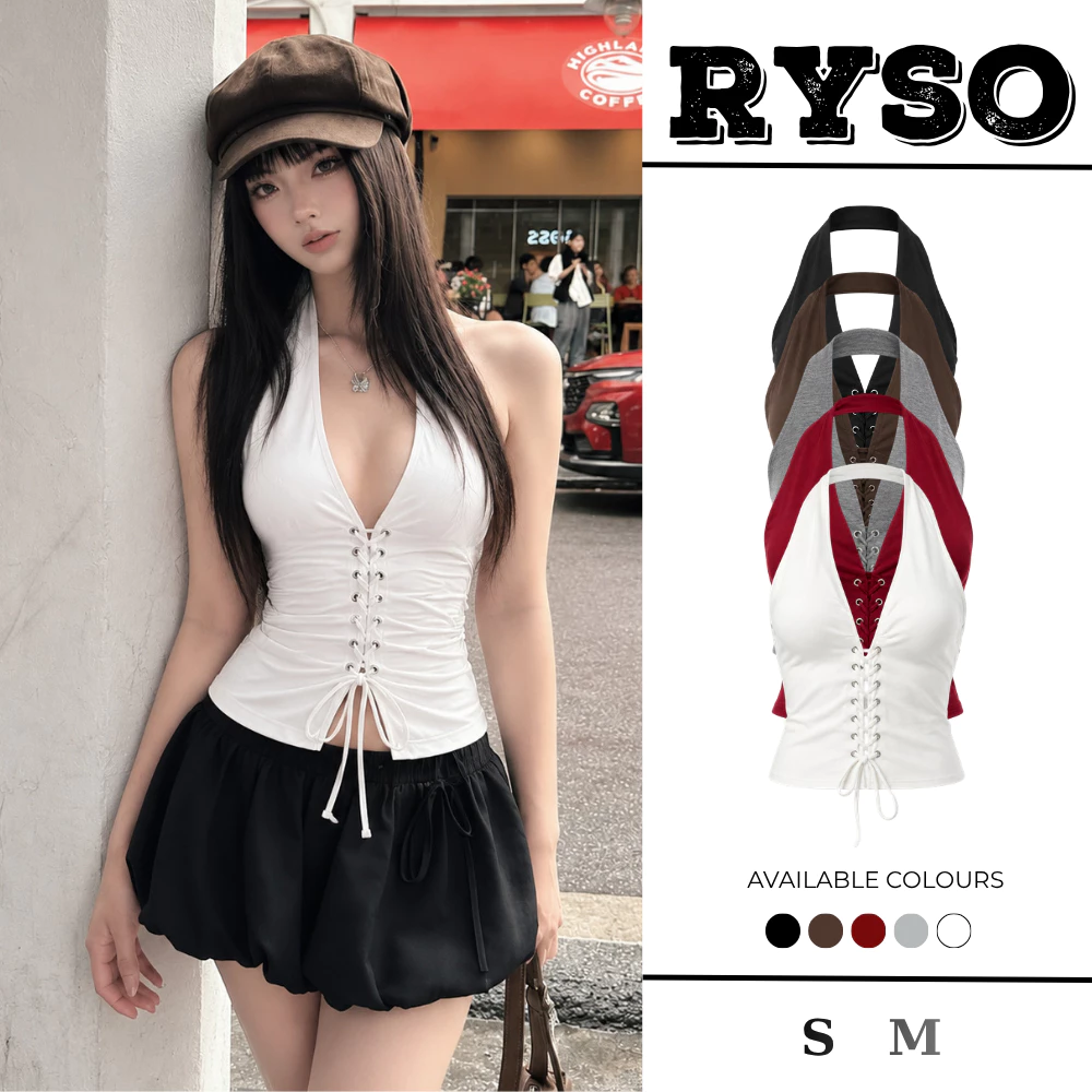 Áo Yếm Phối Dây Đan Trước Bụng Kèm Mút Ngực Ôm Body Gợi Cảm Chât Borip Co Giãn Thoáng Mát AY06 RYSO