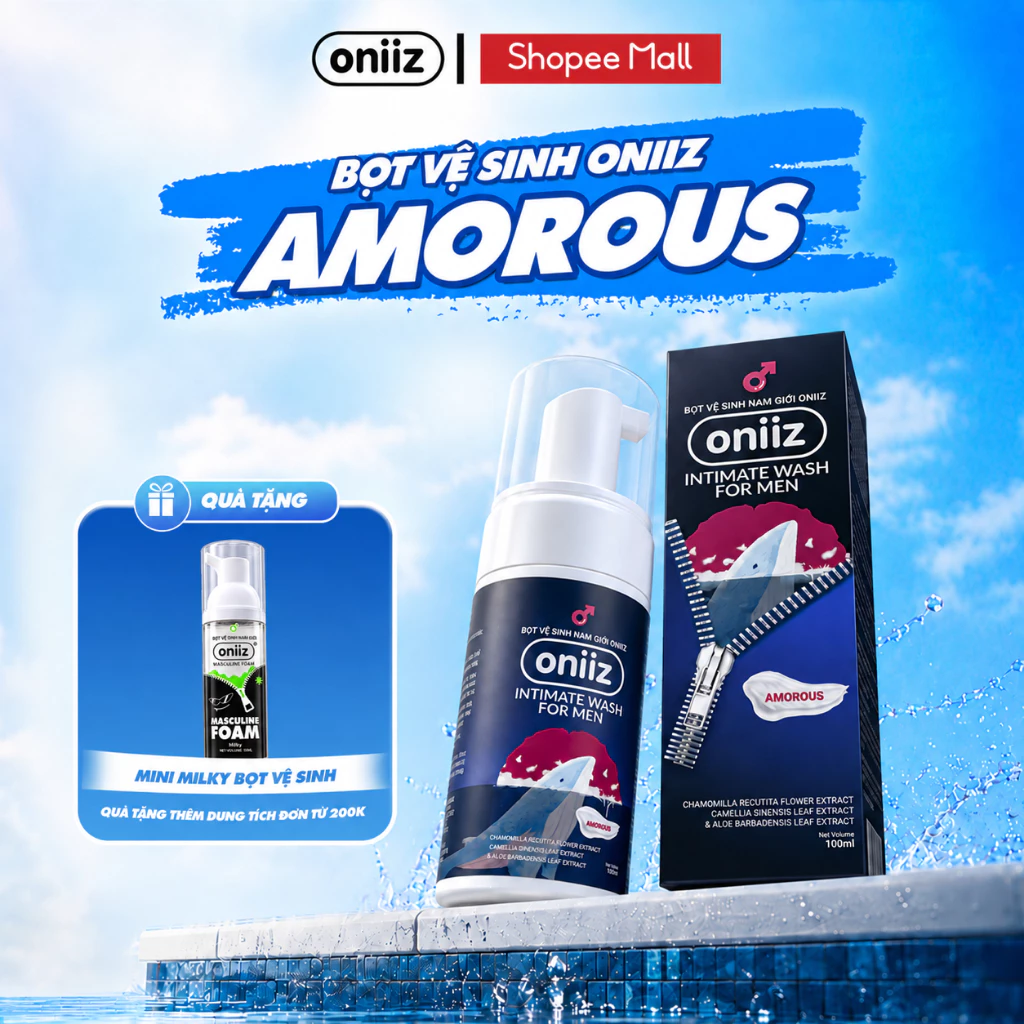 Bọt vệ sinh nam giới Oniiz - Dung dịch vệ sinh nam giới tạo bọt hương unisex cuốn hút Amorous 100ml