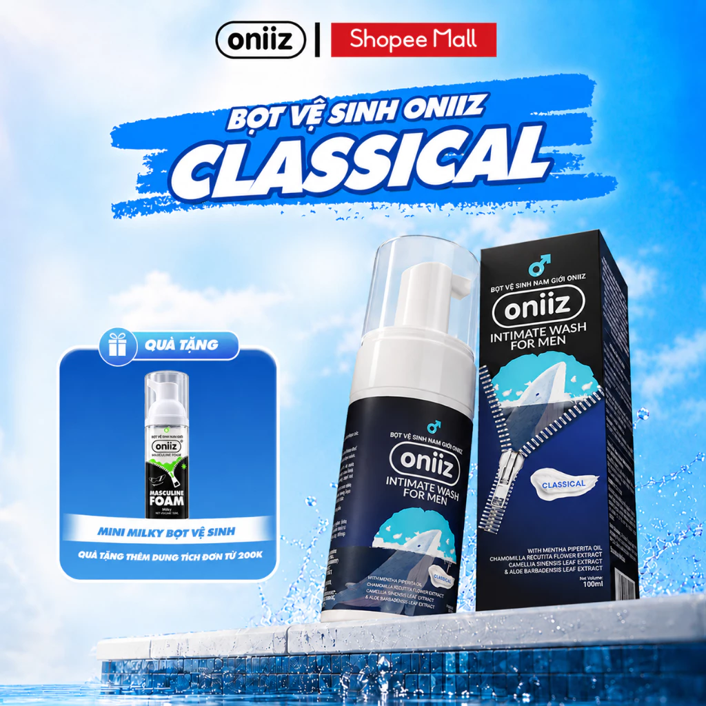 Bọt vệ sinh nam giới Oniiz - Dung dịch vệ sinh nam giới tạo bọt hương cổ điển Classical 100ml