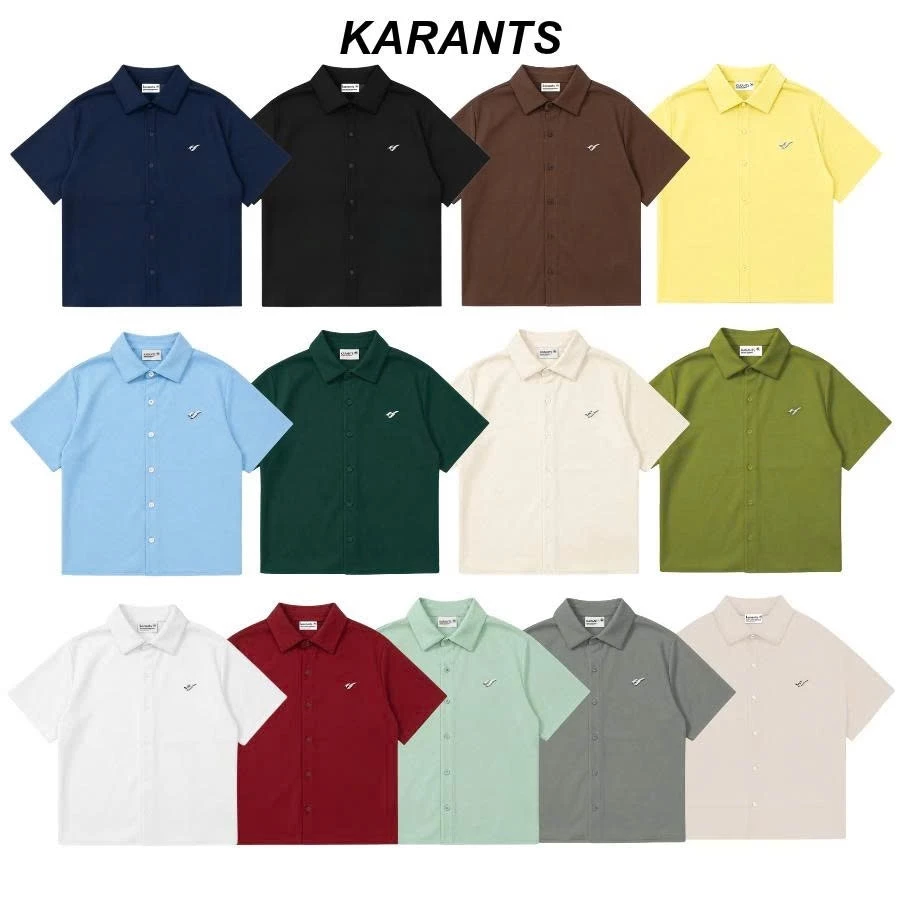 [ Restock Nhiều ] Karants Áo Sơ Mi Boxy Trơn Vải Cotton Lạnh Gắn Thanh Kim Loại Nam Nữ Unisex - KR216