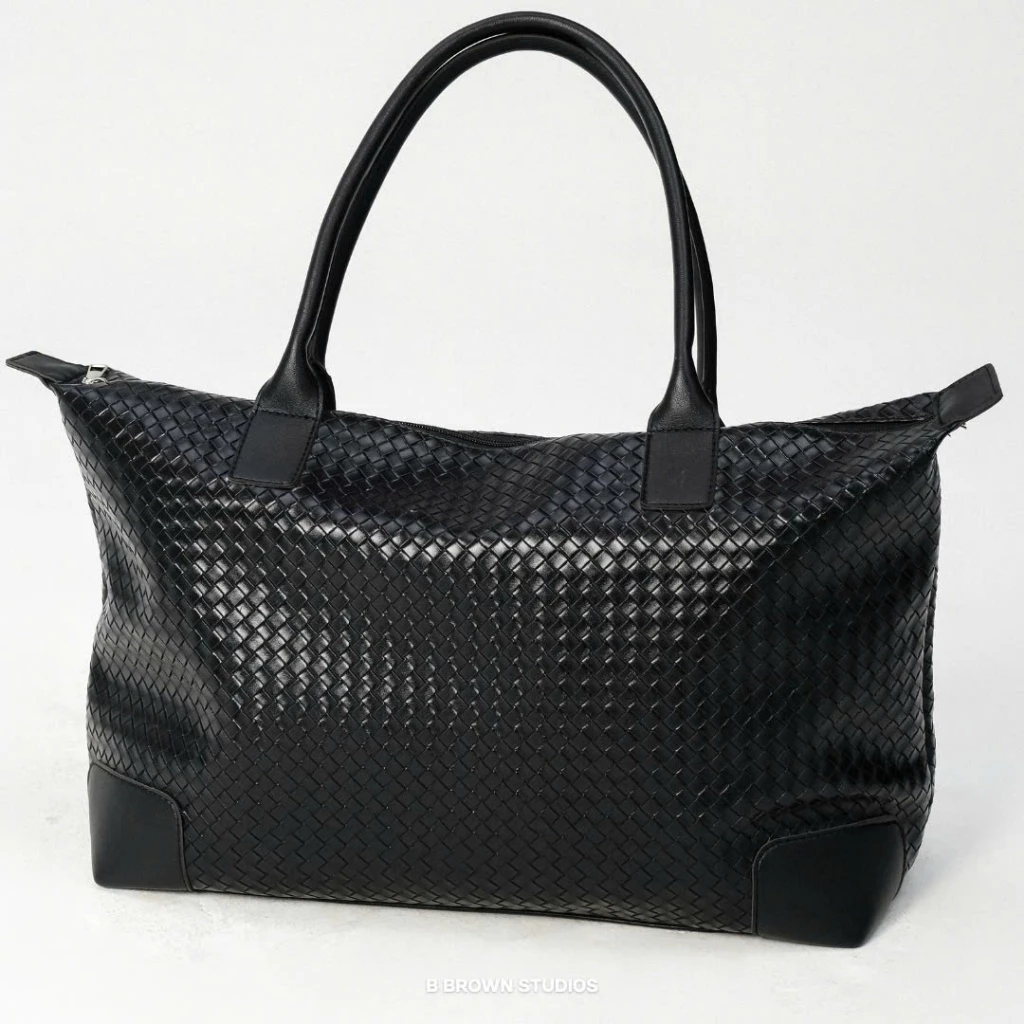 Túi xách Milano B Brown Tote Bag cỡ lớn hiệu ứng dập vân đan – Milano Woven Leather Bag B Brown