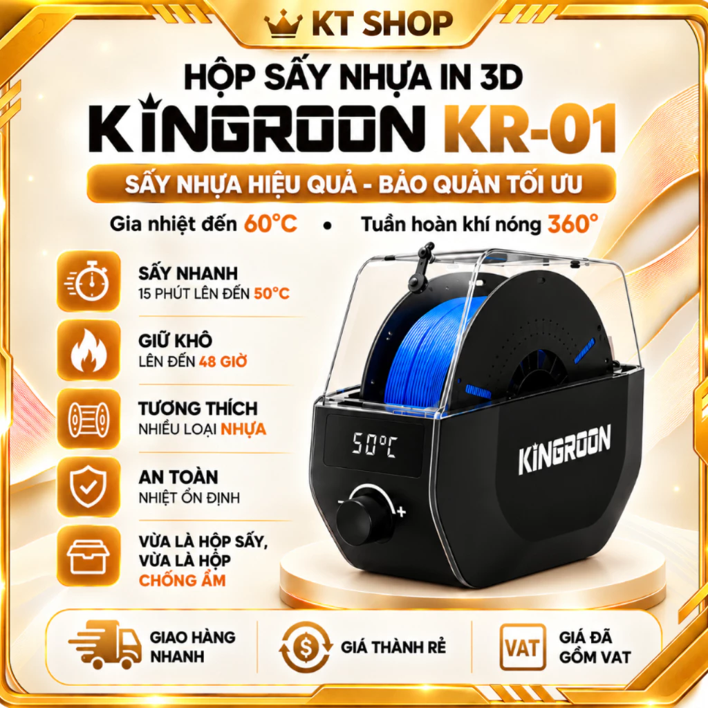 HỘP SẤY NHỰA IN 3D KINGROON KR-01 – SẤY TỐI ĐA 60°C, HẸN GIỜ 48H, VỪA SẤY VỪA IN - KT SHOP