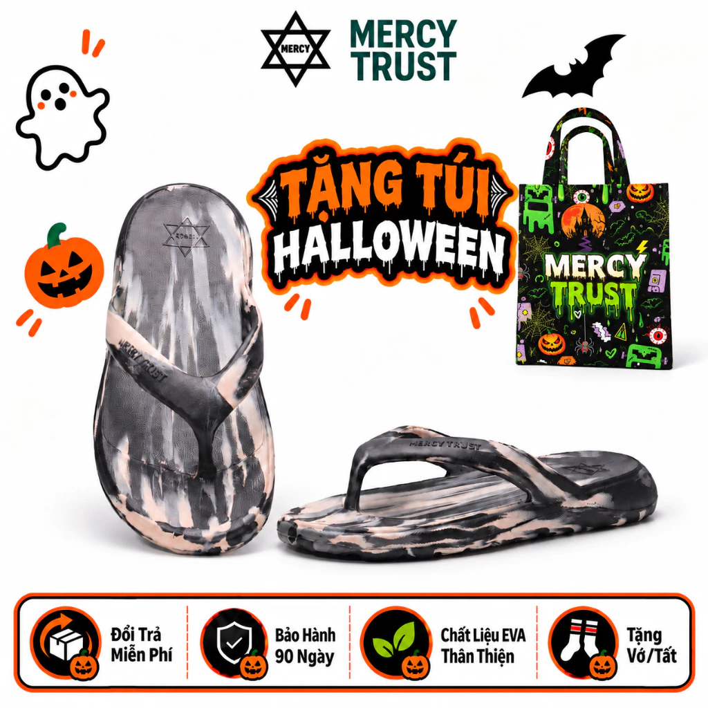 [TẶNG TÚI HALLOWEEN] Dép Kẹp Siêu Nhẹ MERCY-TRUST Classic Đúc Nguyên Khối Nam Nữ Marble Màu Loang – Dép EVA Êm Nhẹ