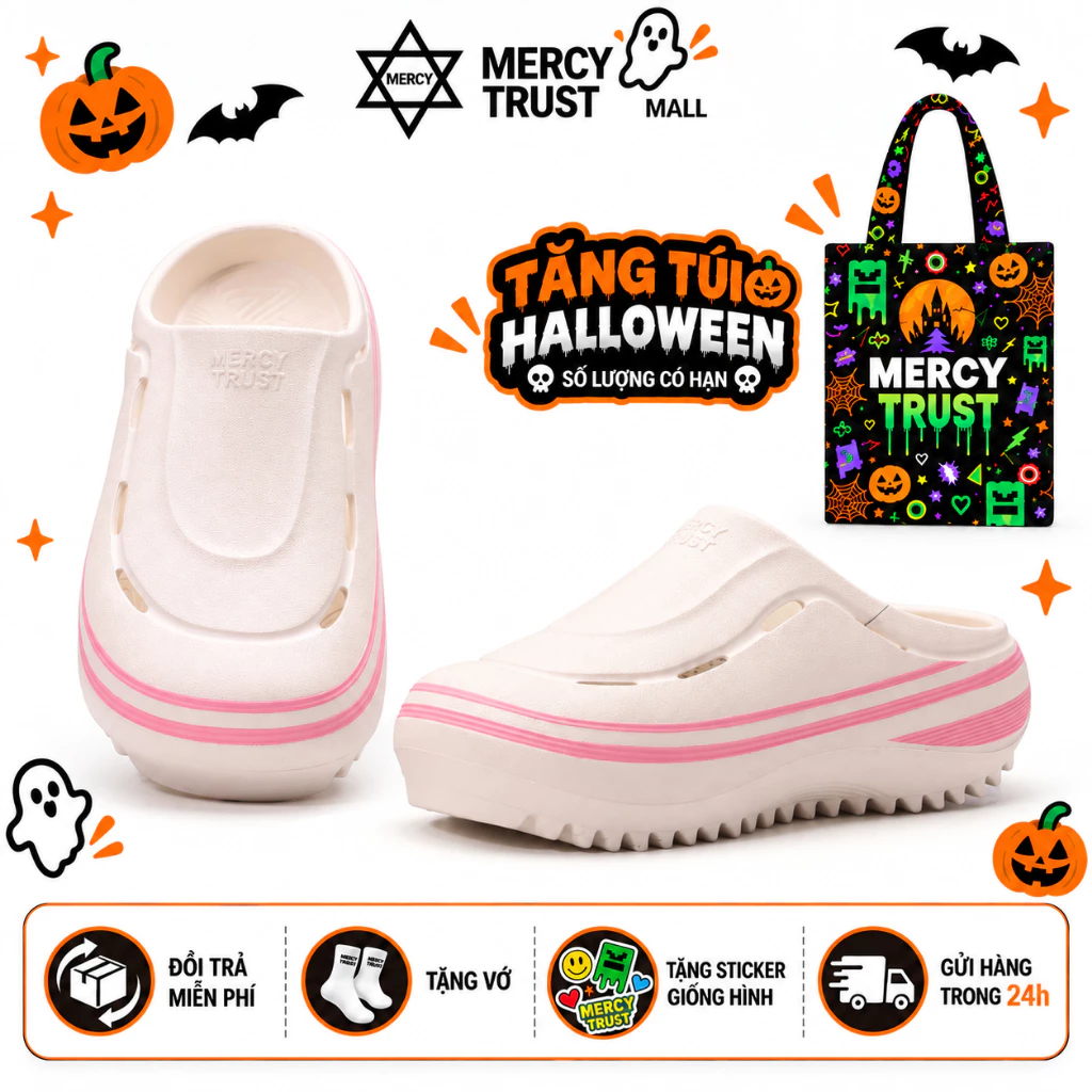 [TẶNG TÚI HALLOWEEN, VỚ, STICKER] Sục MERCY TRUST MC23 PLUS CloudStep Foam Clog Size 36-43 – Dép Chất Liệu EVA