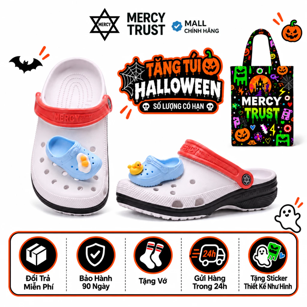 [TẶNG TÚI HALLOWEEN] Kèm Sticker, Vớ - Dép sục MERCY TRUST Basic – siêu phẩm dành cho những chuyến du lịch biển Êm Nhẹ