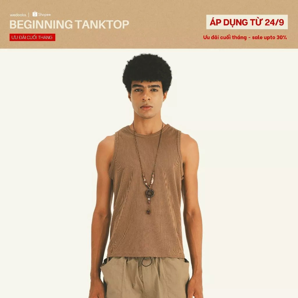 [MUA 2 GIẢM 10%] ÁO TANKTOP NAM THUN BO GÂN FORM REGULAR - BEGINNING TANKTOP