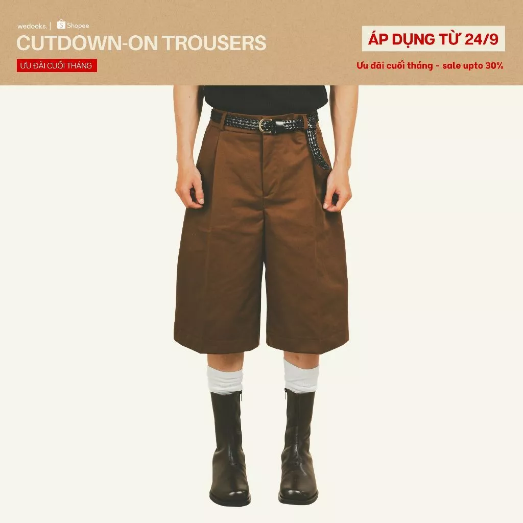 QUẦN LỬNG KAKI ỐNG RỘNG, THIẾT KẾ TỐI GIẢN - 𝐂𝐔𝐓𝐃𝐎𝐖𝐍-𝐎𝐍 𝐓𝐑𝐎𝐔𝐒𝐄𝐑𝐒