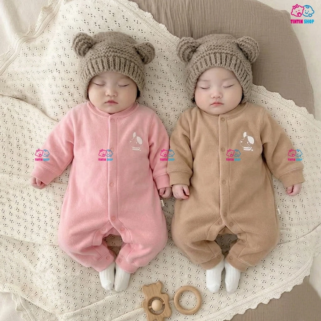 Body nỉ dày ấm cho bé trai bé gái mặc thu đông Bodysuit liền thân dài tay giữ ấm trẻ sơ sinh SLN15