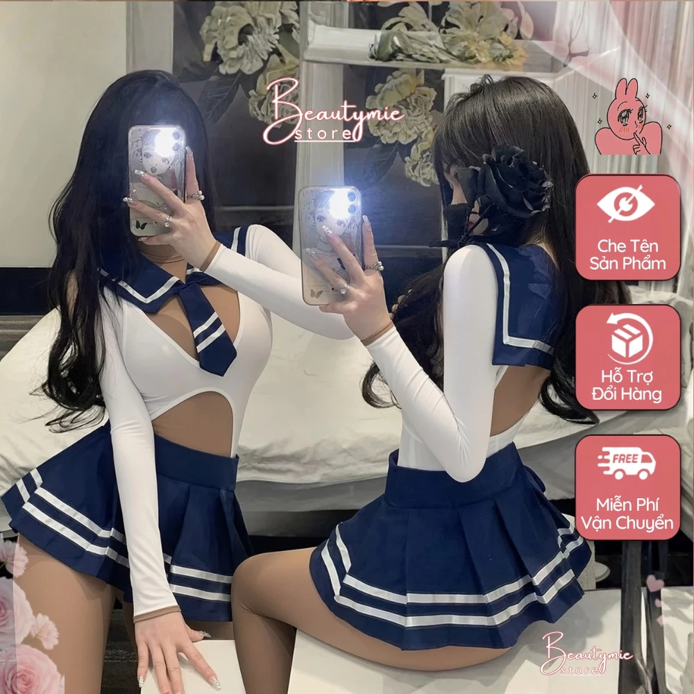 Váy Cosplay Học Sinh Kèm Cà Vạt Gợi Cảm Nóng Bỏng, Đồ Ngủ Cosplay Học Sinh Sexy Quyến Rũ Khiêu Gợi - DN23