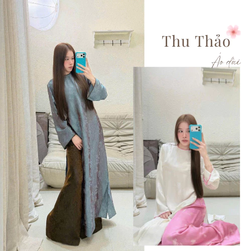 Áo Dài Linh Lan - Dáng Xuông, Tay Loe Dài Với Thiết Kế 2 Tà -Chất Liệu Tơ Tencel- Mặc Lễ ,Tết,Dặm Ngõ