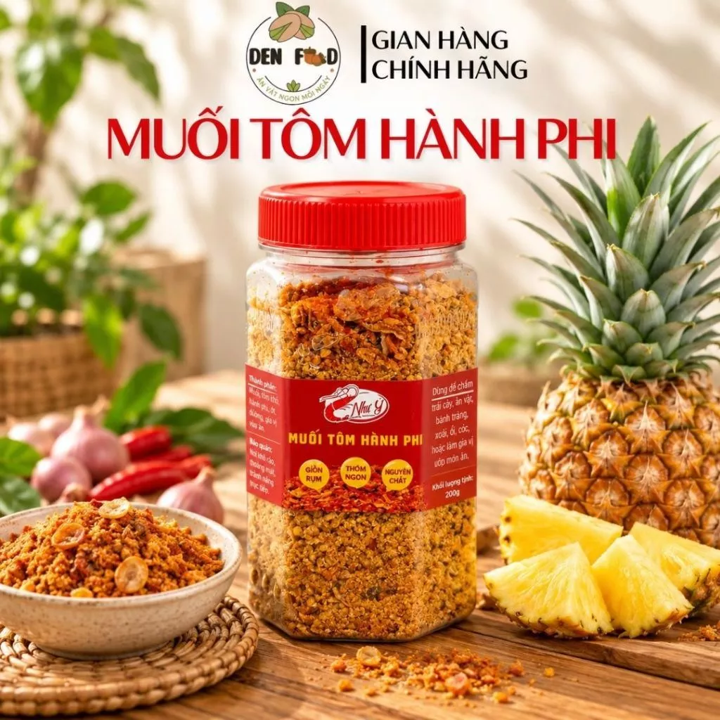 Muối Tôm Như Ý Hành Phi 250g – Muối Chấm Trái Cây Xoài Cóc Ổi, Trộn Bánh Tráng, Gia Vị Ướp Thịt Cá - Ăn Vặt Denfood