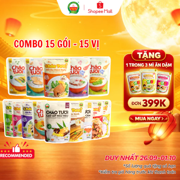 Combo 15 Gói Đủ 15 Vị Cháo Tươi Cây Thị - Mỗi Vị 1 Gói