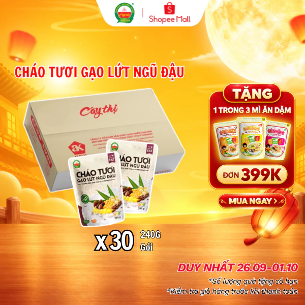 Thùng 30 Gói Cháo Tươi Gạo Lứt Ngũ Đậu Cây Thị 240G/Gói