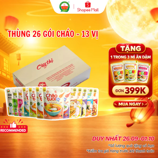 Thùng 26 Gói 13 Vị Cháo Tươi Cây Thị - 13 Vị Mỗi Vị 2 Gói