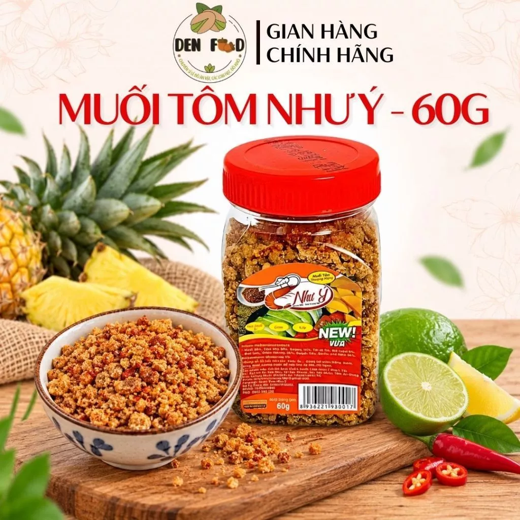 Muối Tôm Như Ý Hạt To 60g – Muối Tôm Chấm Trái Cây Xoài Cóc Ổi, Trộn Bánh Tráng, Ướp Thịt Hải Sản - Ăn Vặt Denfood