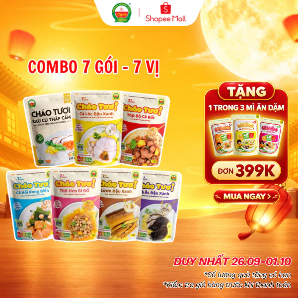 Combo 7 Gói Cháo Tươi Dinh Dưỡng Cây Thị - 7 Vị Cho Bé Từ 7 Tháng