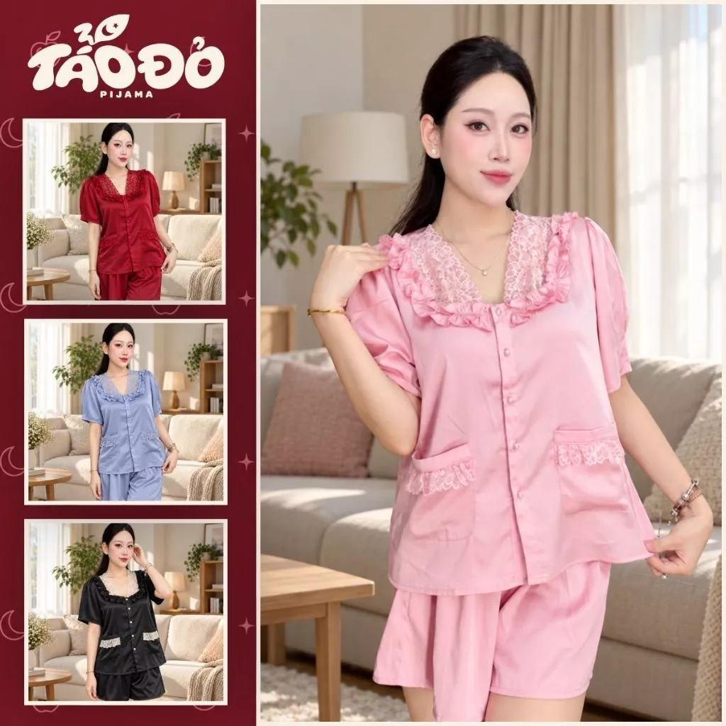 ĐỒ NGỦ NỮ NGẮN VẢI LATIN HHD-05 CỔ PHỐI REN SANG TRỌNG QUYẾN RŨ MẶC SIÊU MÁT