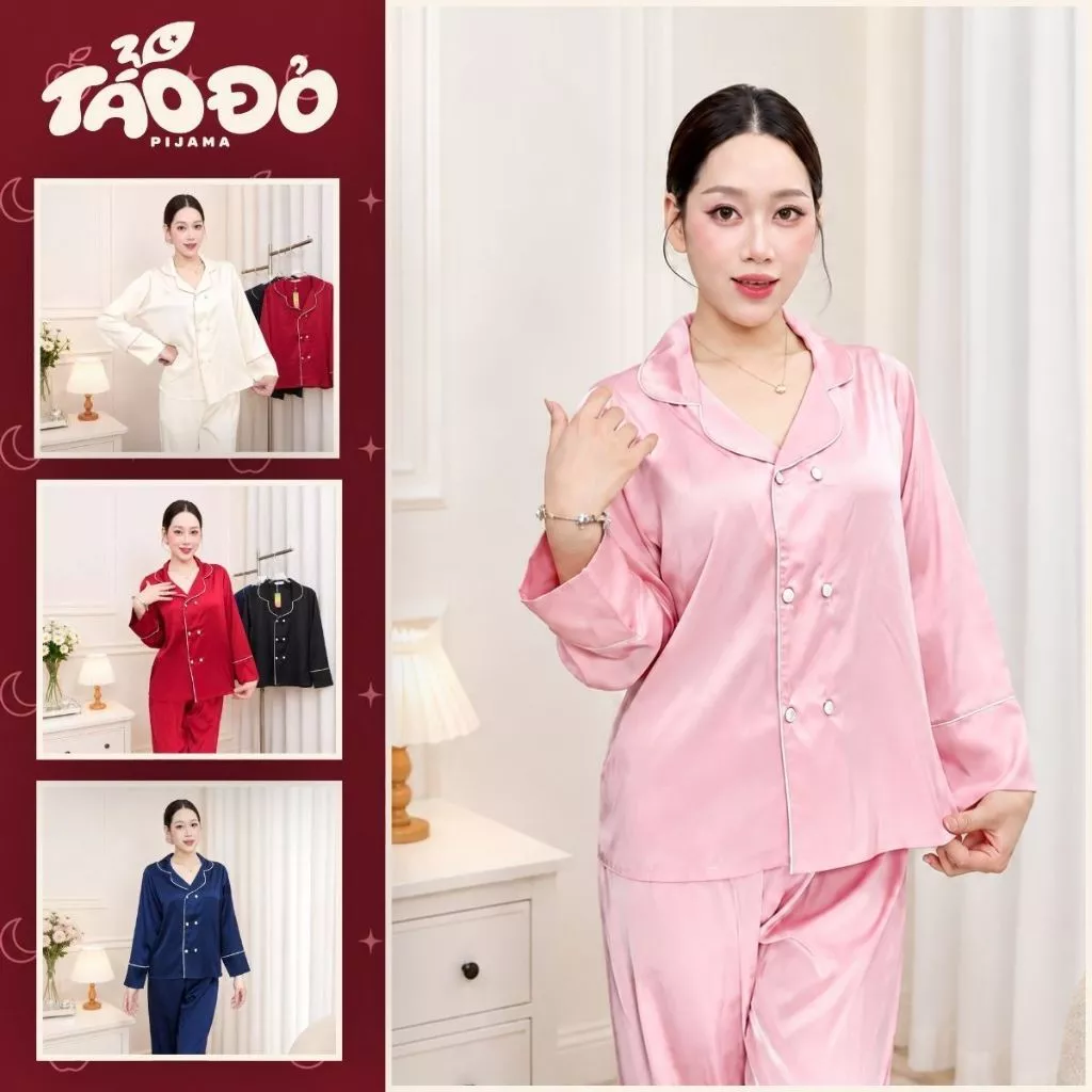 Set Pijama HHD11 Lụa Latin Nữ Cao Cấp Mềm Mịn Mát Mẻ Sang Trọng
