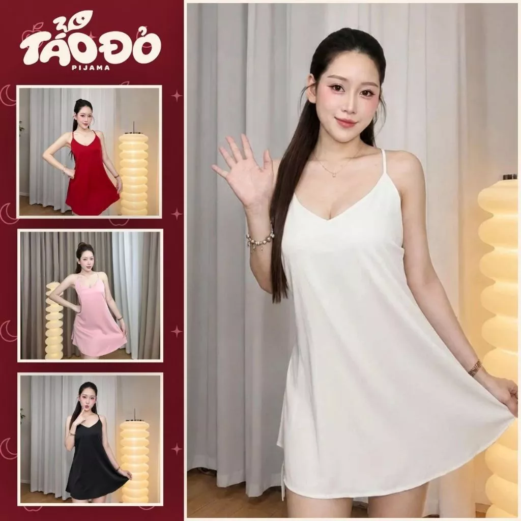 VÁY NGỦ NỮ HHD15 LỤA LATIN DÁNG SUÔNG MỀM MỊN QUYẾN RŨ