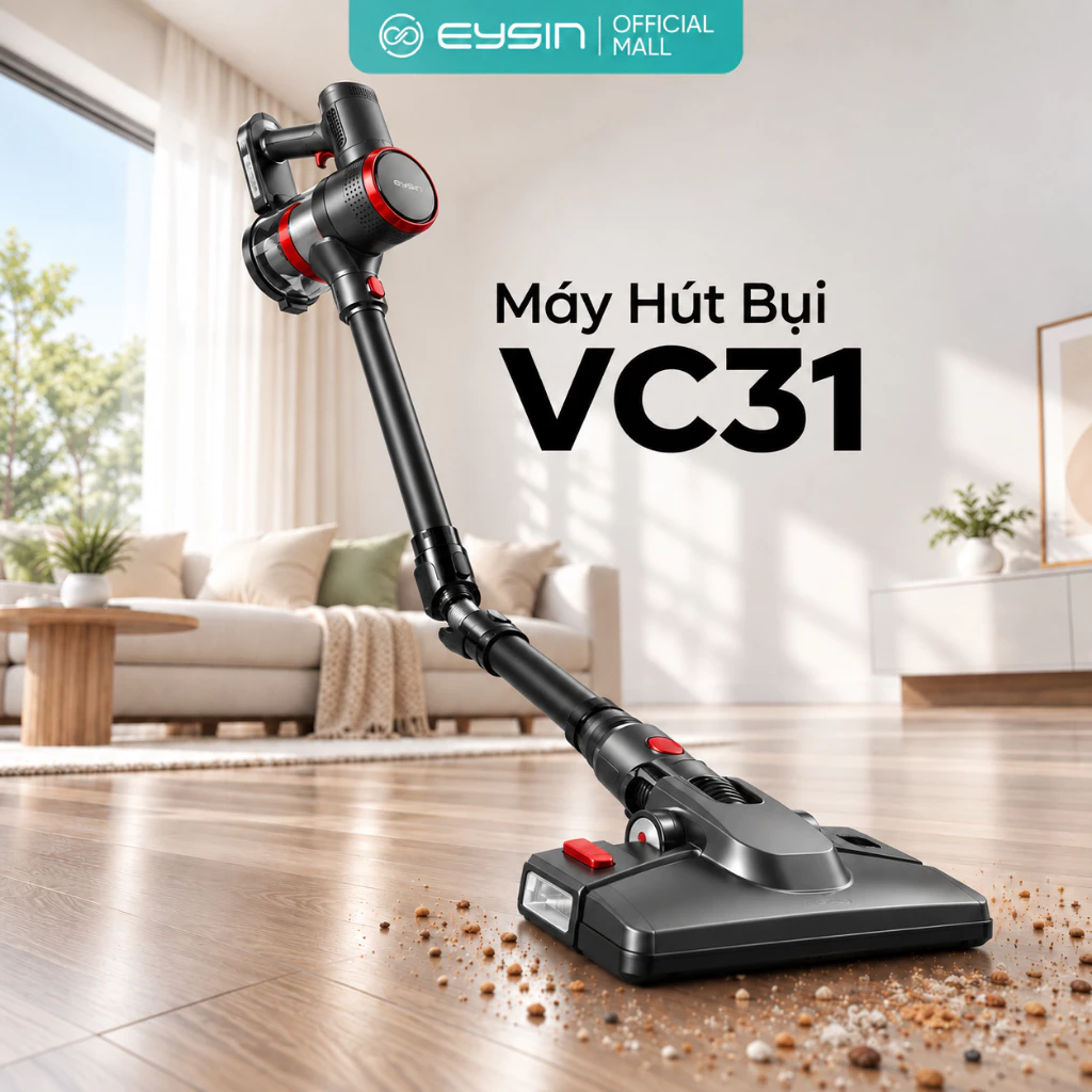 Máy Hút Bụi Có Dây EYSIN VC31 Lực Hút 26000PA Công Suất 600W Tiếng Ồn Thấp Thanh Gập Nối Dài