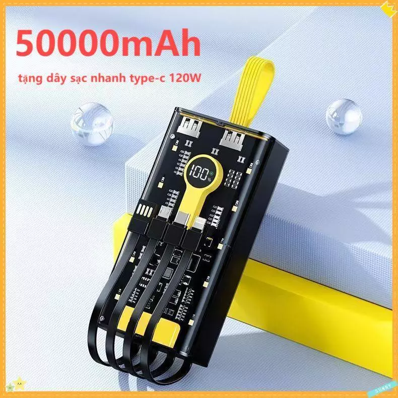 Mini Sạc dự phòng 2026 Sạc nhanh 120w, Màn hình hiển thị pin 50000 mah, đèn pin độ sáng cao Phụ kiện sạc pin