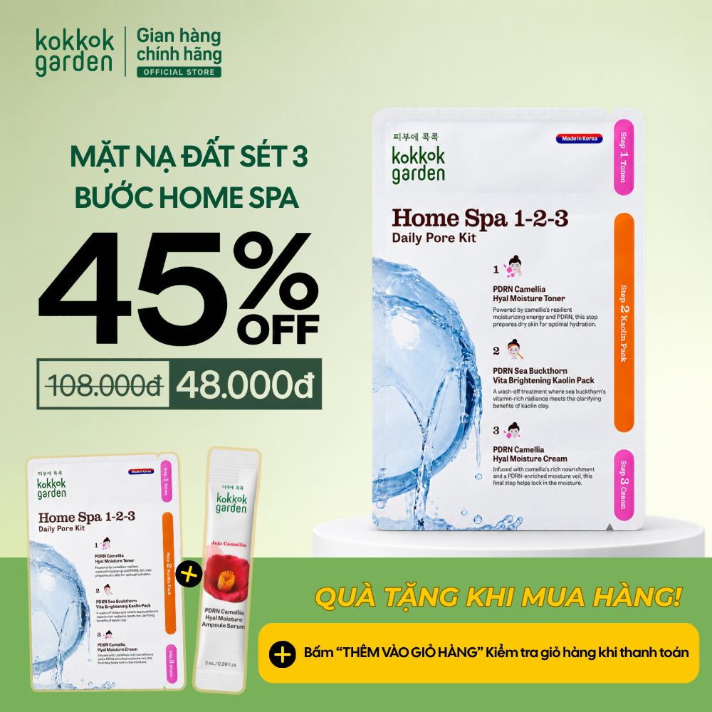 kokkok garden Mặt nạ đất sét 3 bước, hút bã dầu thừa làm, loại bỏ mụn ẩn bã…