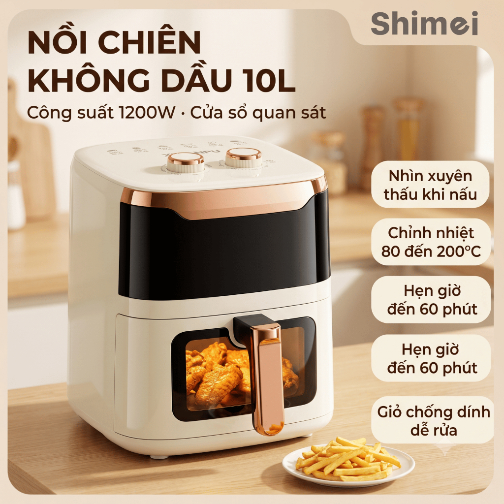 Nồi Chiên Không Dầu XILANPU 10L AIR FRYER Cỡ Lớn Cho Gia Đình