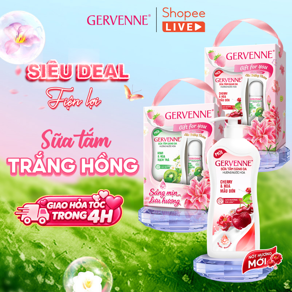 Sữa tắm trắng da hương nước hoa Gervenne 450g / 900g / 1.2l (3 mùi) ( Tặng mùi…