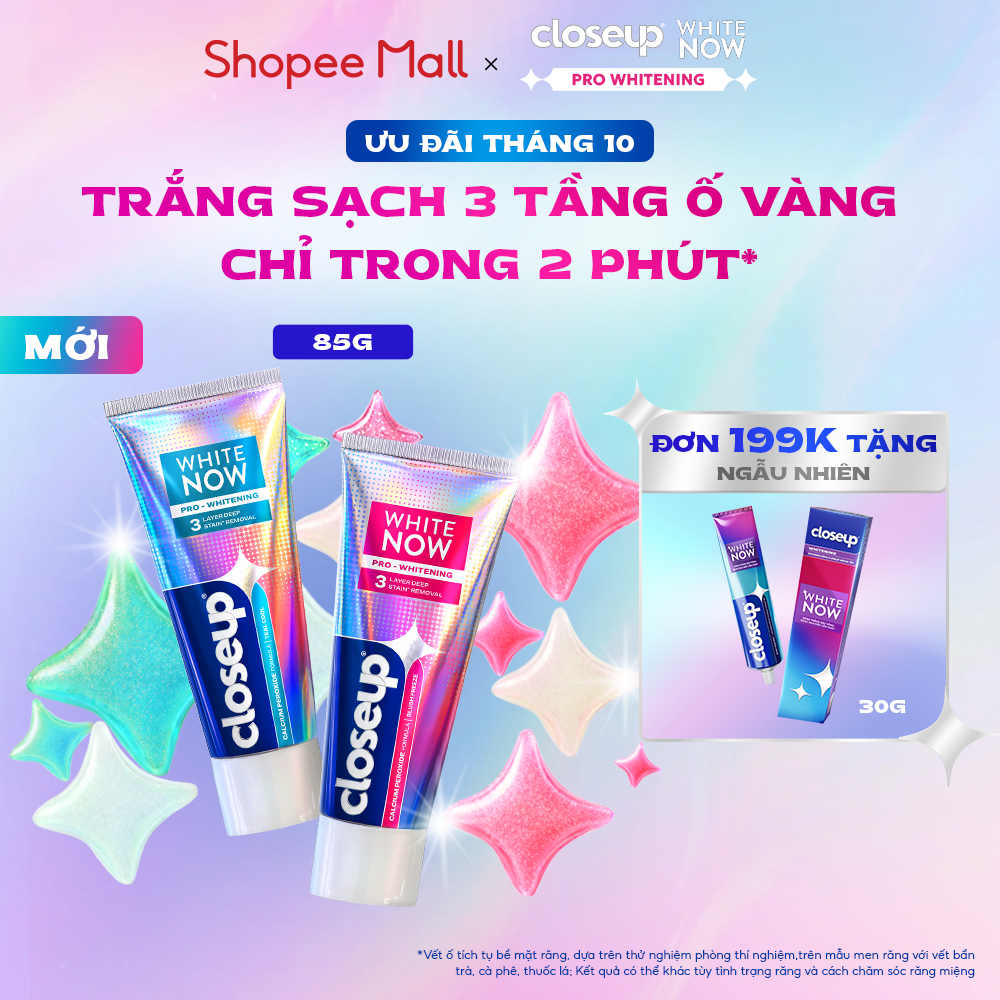 Kem Đánh Trắng Răng Closeup White Now Pro Whitening Peroxide Sạch 3 Tầng Vết Ố…