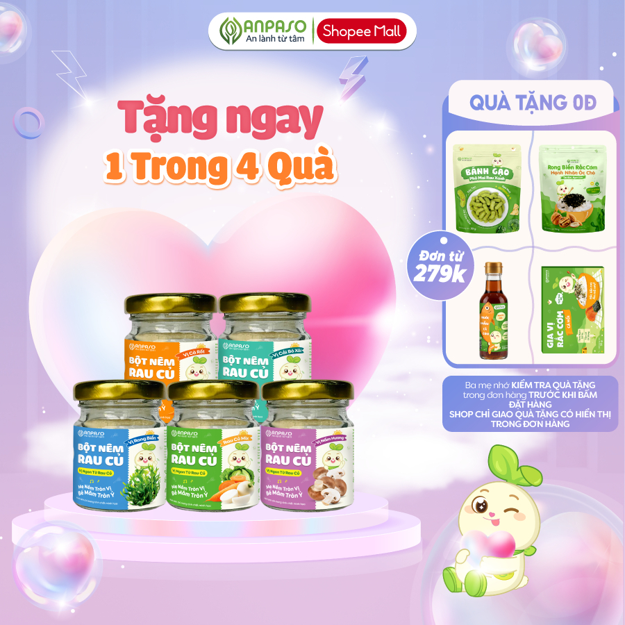 Hạt Nêm Cho Bé Ăn Dặm Anpaso Rau Củ- Gia Vị Cho Bé Không Bổ Sung Muối&Đường…