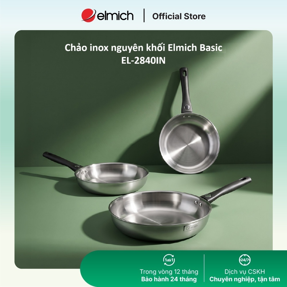 Chảo Inox liền khối Elmich Basic EL2862IN size 20/24/26cm