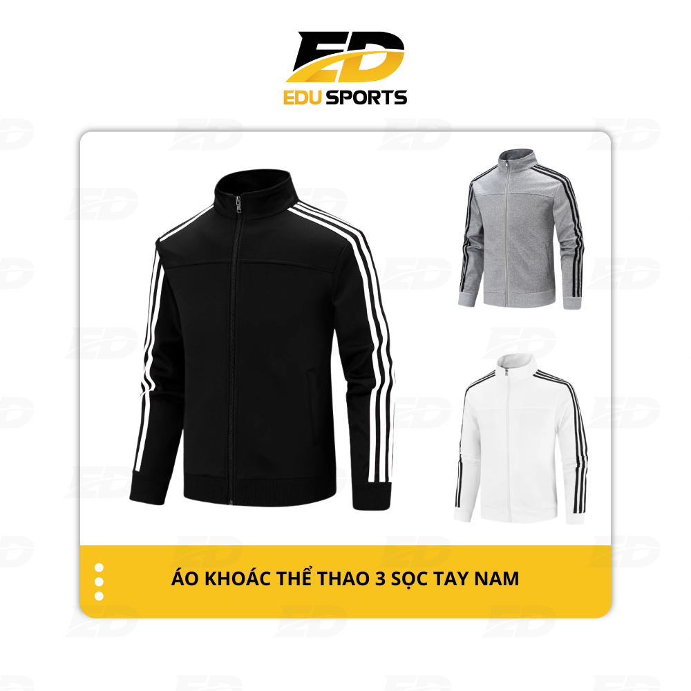Áo Khoác 3 Sọc Thể Thao Nam Nữ Unisex, Áo Khoác Tập Gym Chạy Bộ