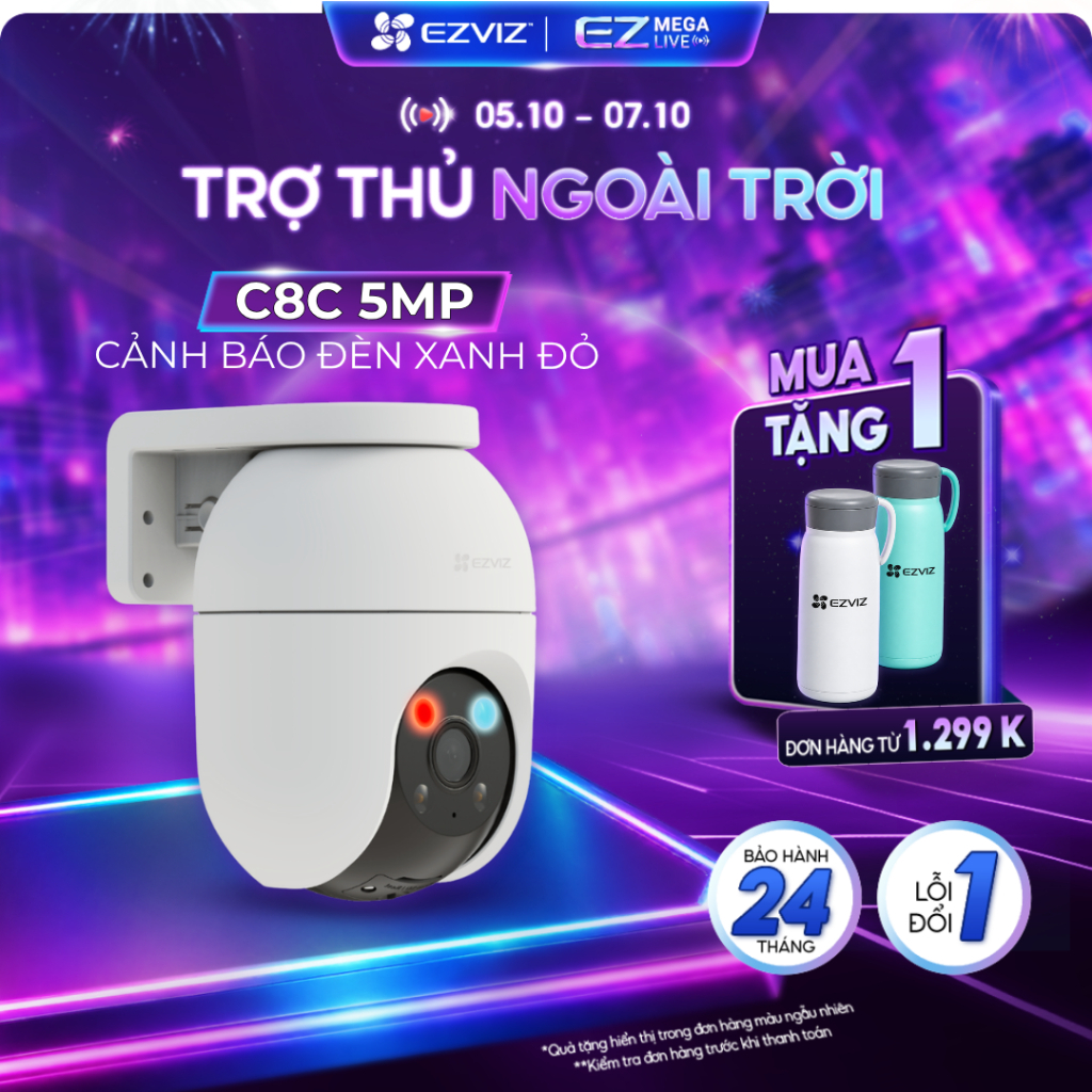 Camera WIFI Ezviz C8C 5MP Cảnh Báo Bằng Đèn Xanh-Đỏ, Chống Chịu Thời Tiết…