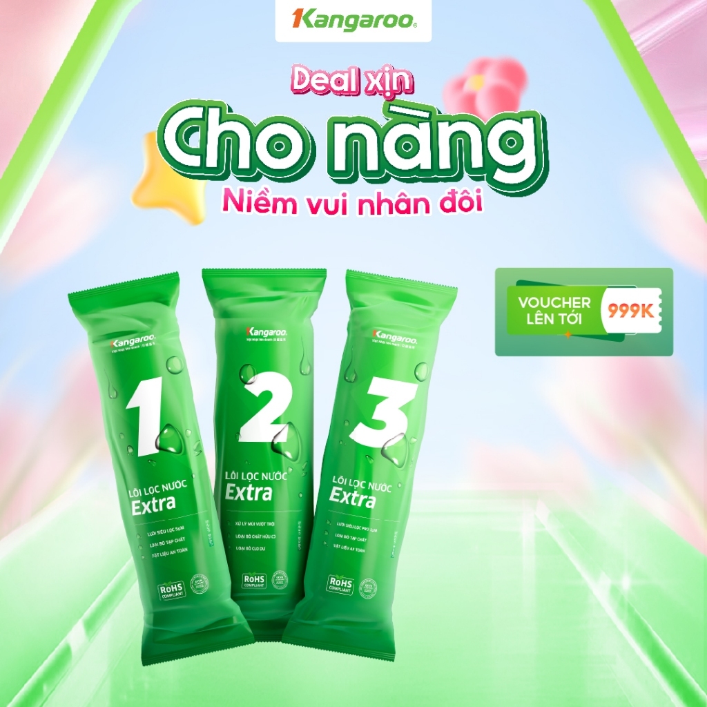 Combo bộ 3 lõi lọc thô Kangaroo số 1,2,3 dùng cho máy RO