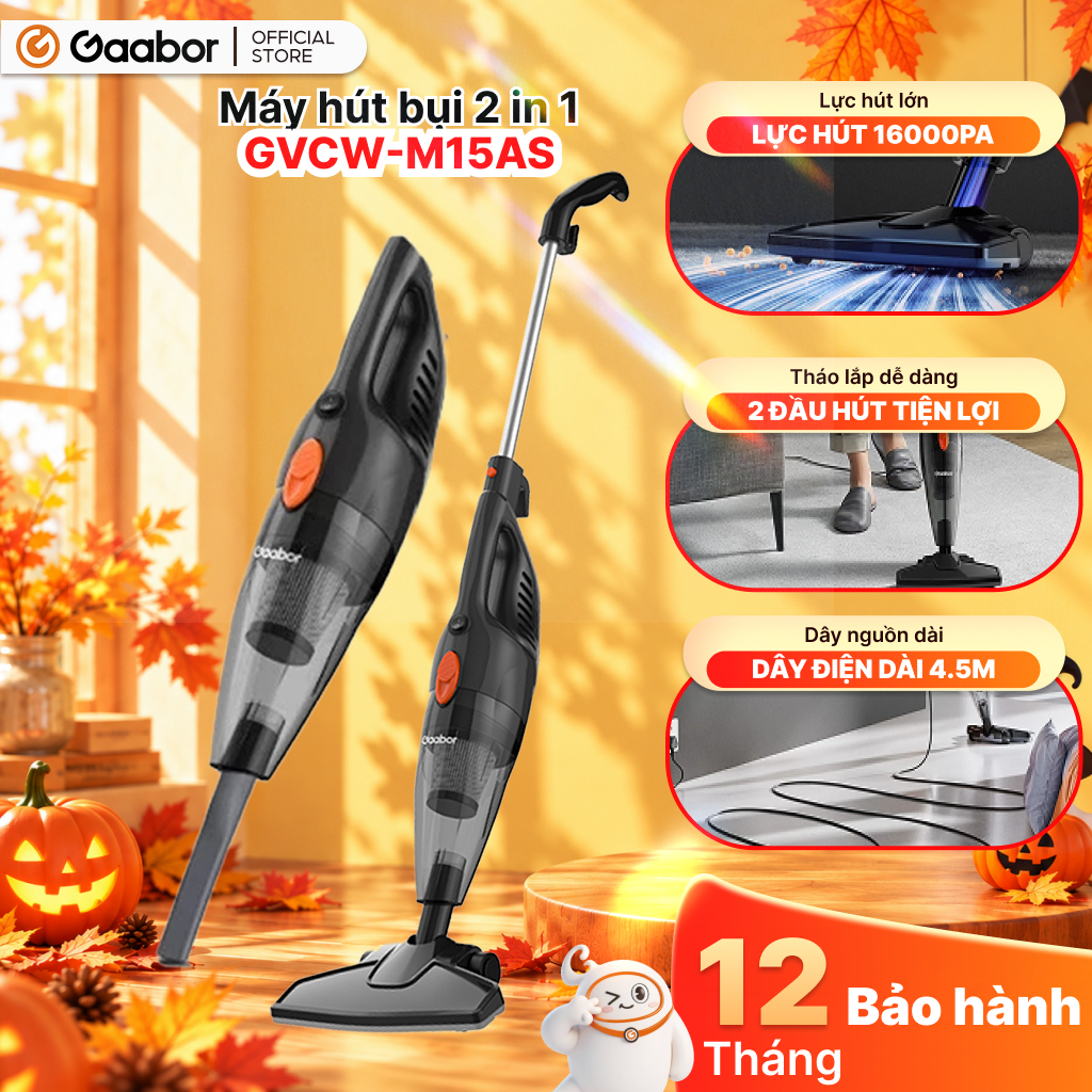 Máy hút bụi cầm tay Gaabor GVCW-M15AS có dây 2in1 lực hút 16000PA tháo lắp…