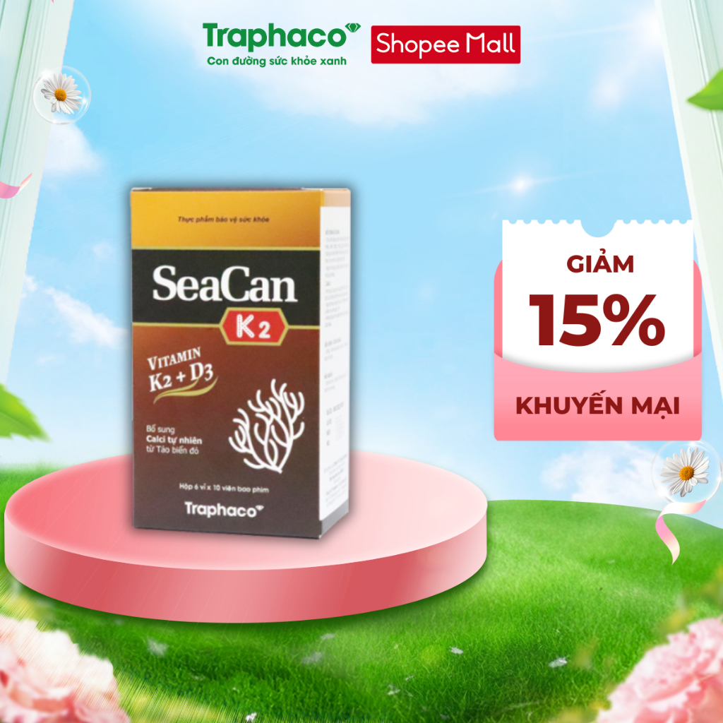 TPBVSK SEACAN K2 - Hỗ trợ Bổ Sung Canxi Tự Nhiên, Giảm Nguy Cơ Còi Xương…