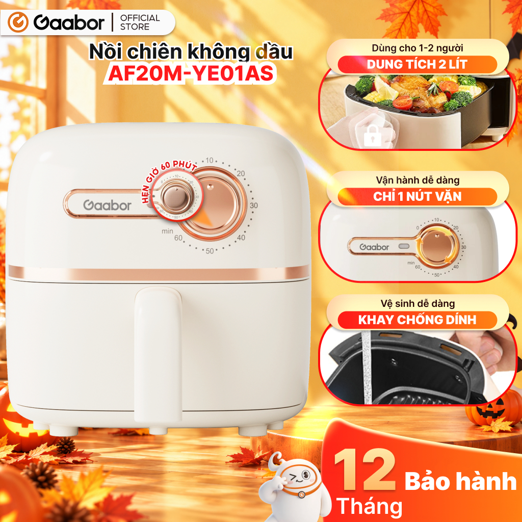 Nồi chiên không dầu mini 2L Gaabor AF20M-YE01S công suất 900W nóng nhanh nhỏ…