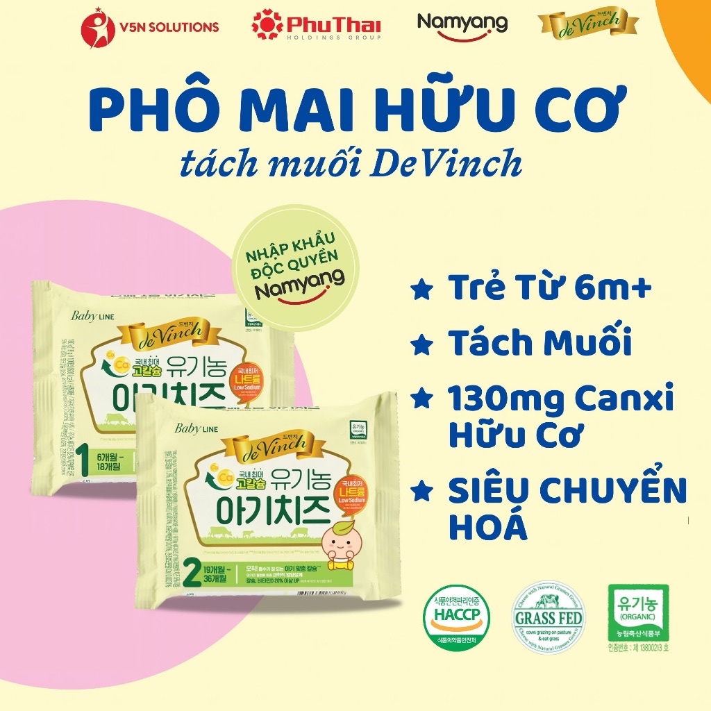Phô Mai Ăn Dặm Tách Muối Hữu Cơ Devinch Hàn Quốc, Ít Muối Bổ Sung Dinh Dưỡng…